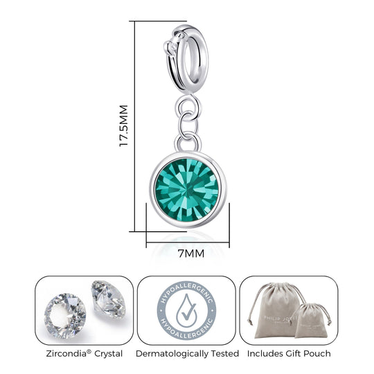 December (Blue Topaz) Birthstone Charm Created with Zircondia® Crystals - Philip Jones Jewellery