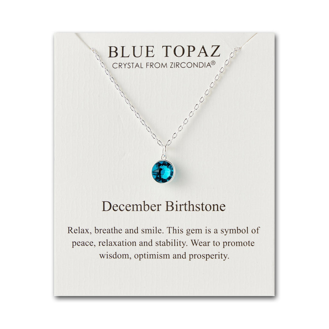December (Blue Topaz) Birthstone Necklace Created with Zircondia® Crystals - Philip Jones Jewellery