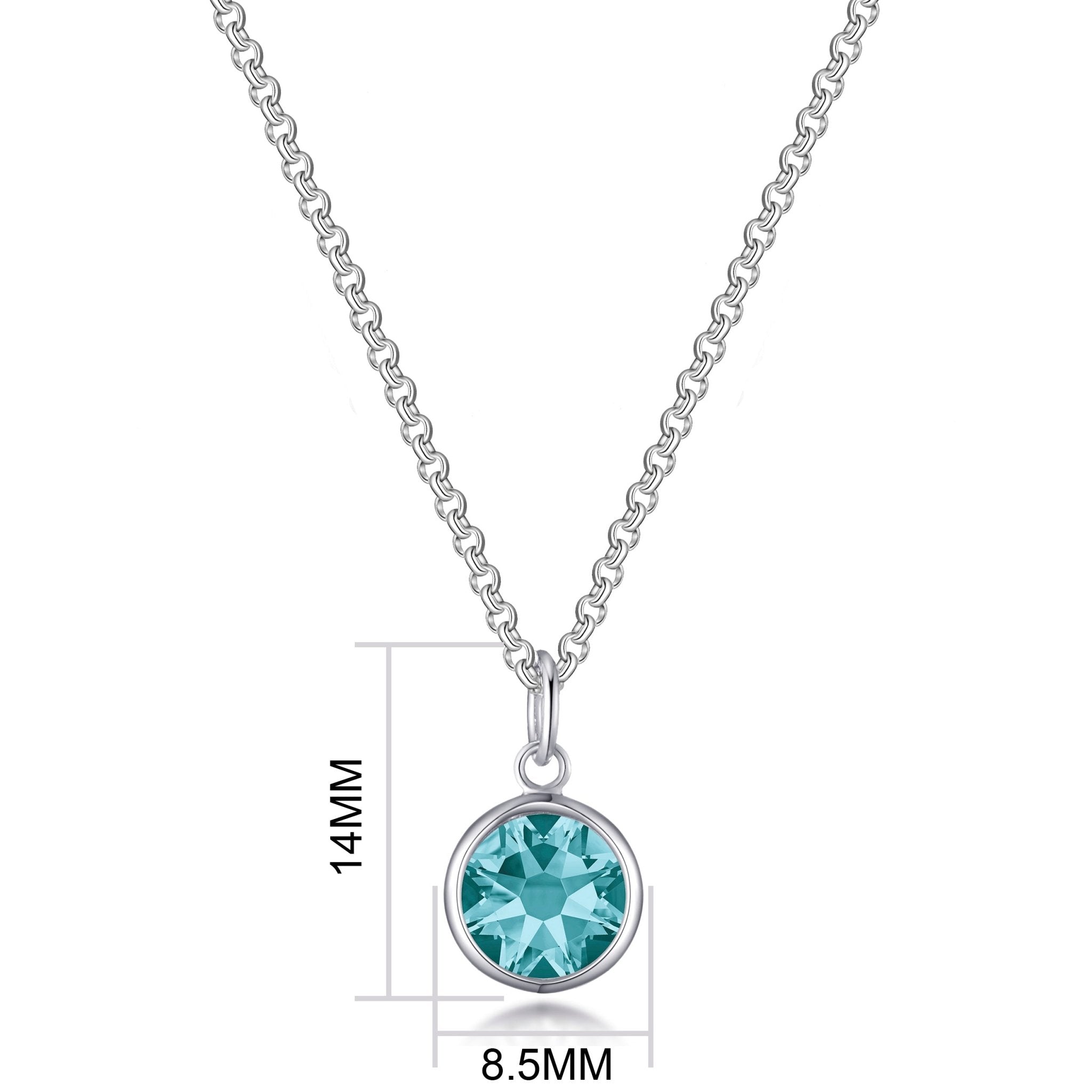 December (Blue Topaz) Birthstone Necklace with Initial Charm (A to Z) Created with Zircondia® Crystals - Philip Jones Jewellery