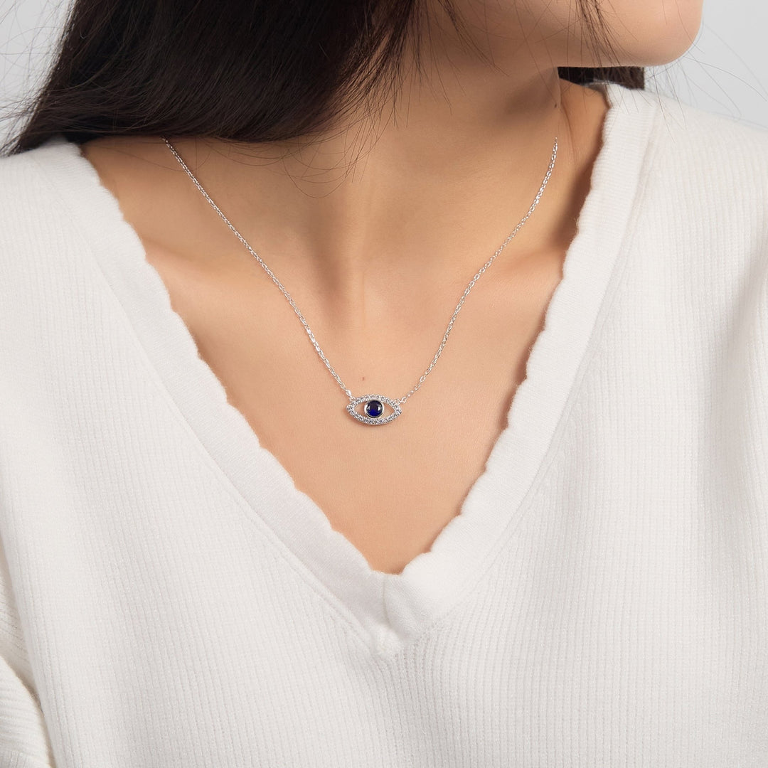 Evil Eye Necklace Created with Zircondia® Crystals - Philip Jones Jewellery