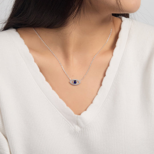 Evil Eye Necklace Created with Zircondia® Crystals - Philip Jones Jewellery