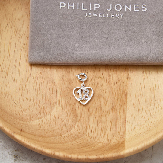 Family Birthday Heart Charms Created with Zircondia® Crystals - Philip Jones Jewellery