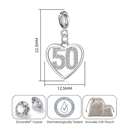 Family Birthday Heart Charms Created with Zircondia® Crystals - Philip Jones Jewellery