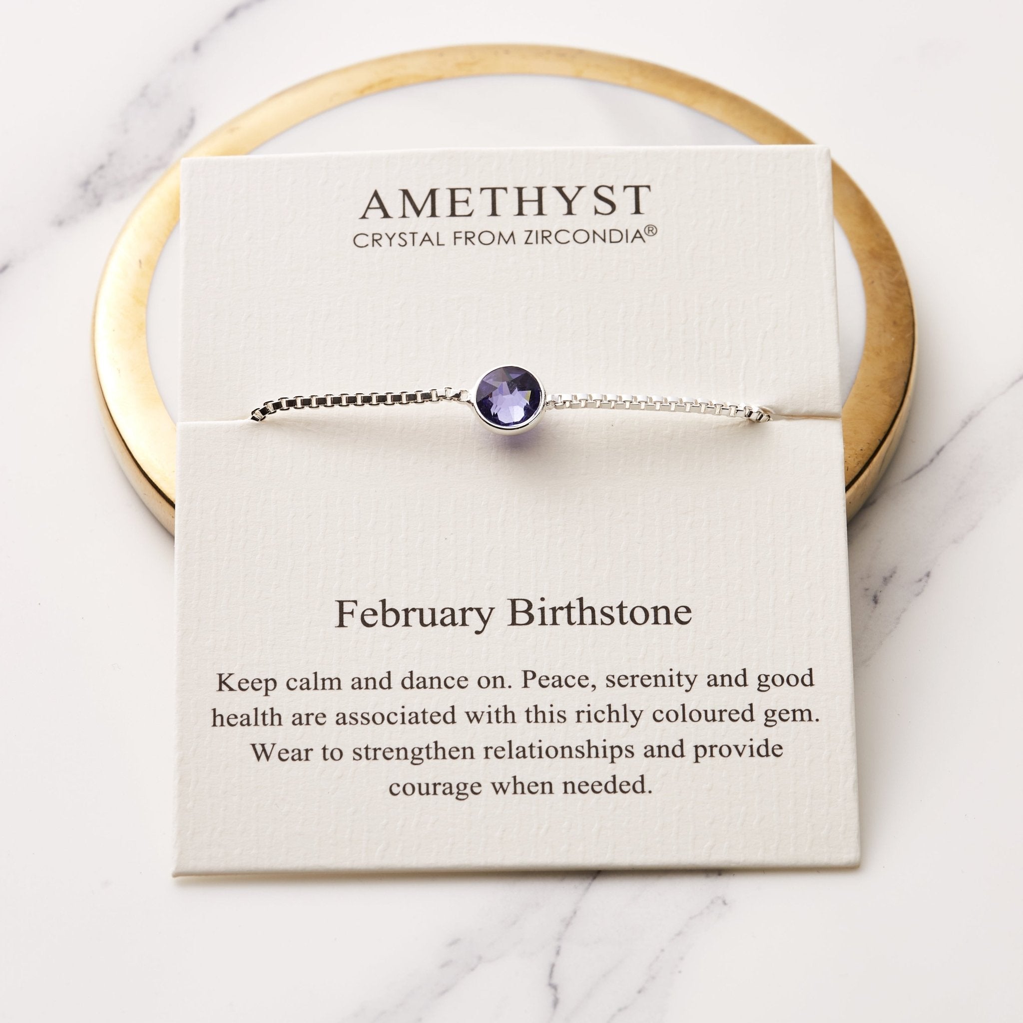 February (Amethyst) Birthstone Bracelet Created with Zircondia® Crystals - Philip Jones Jewellery