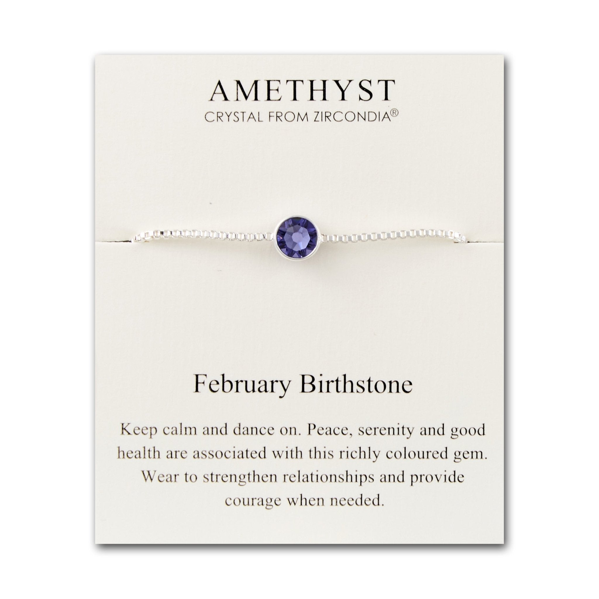 February (Amethyst) Birthstone Bracelet Created with Zircondia® Crystals - Philip Jones Jewellery