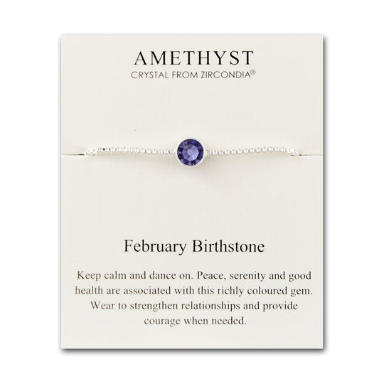 February (Amethyst) Birthstone Bracelet Created with Zircondia® Crystals - Philip Jones Jewellery