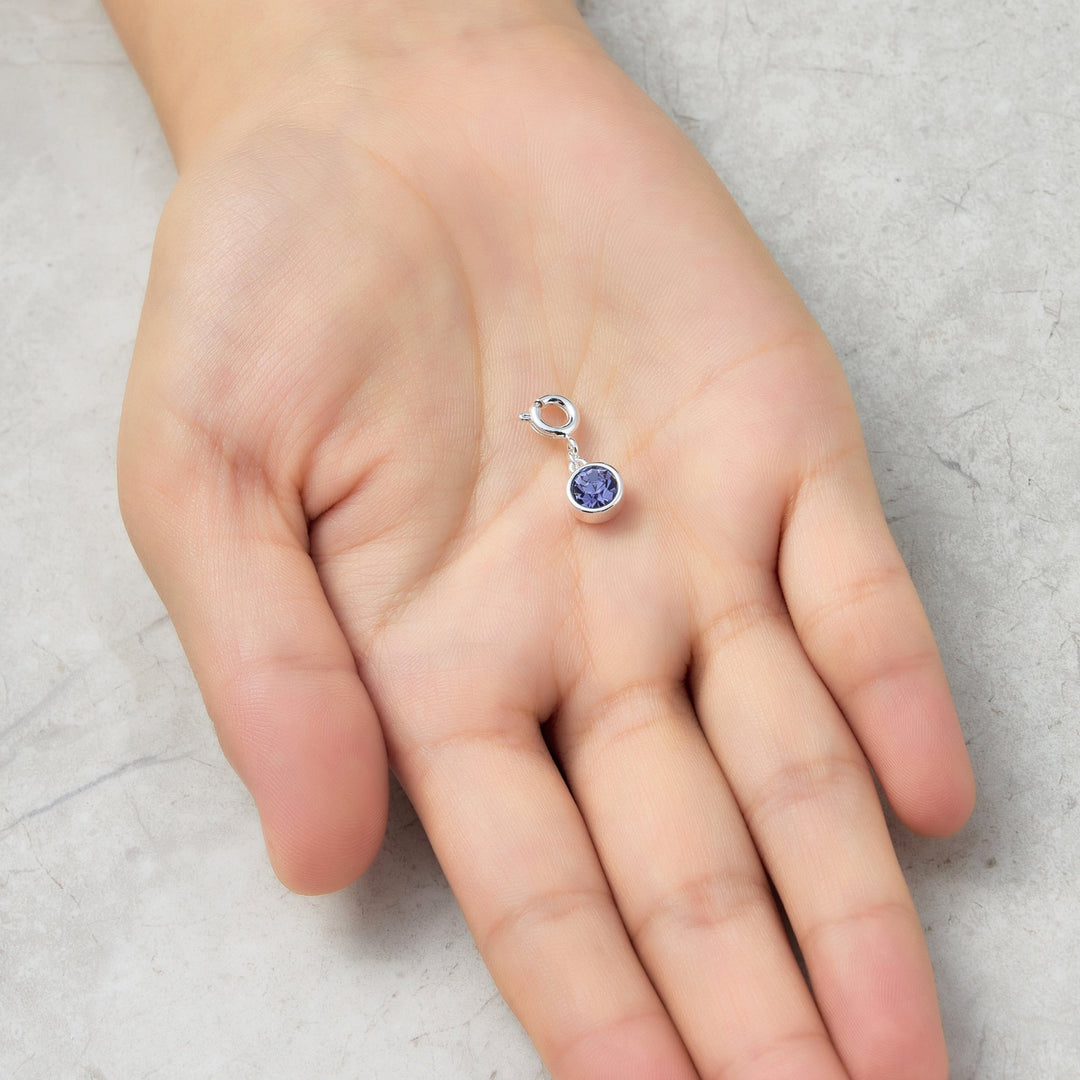 February (Amethyst) Birthstone Charm Created with Zircondia® Crystals - Philip Jones Jewellery