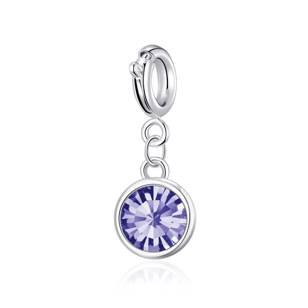 February (Amethyst) Birthstone Charm Created with Zircondia® Crystals - Philip Jones Jewellery
