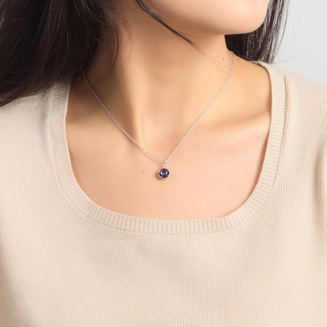 February (Amethyst) Birthstone Necklace Created with Zircondia® Crystals - Philip Jones Jewellery