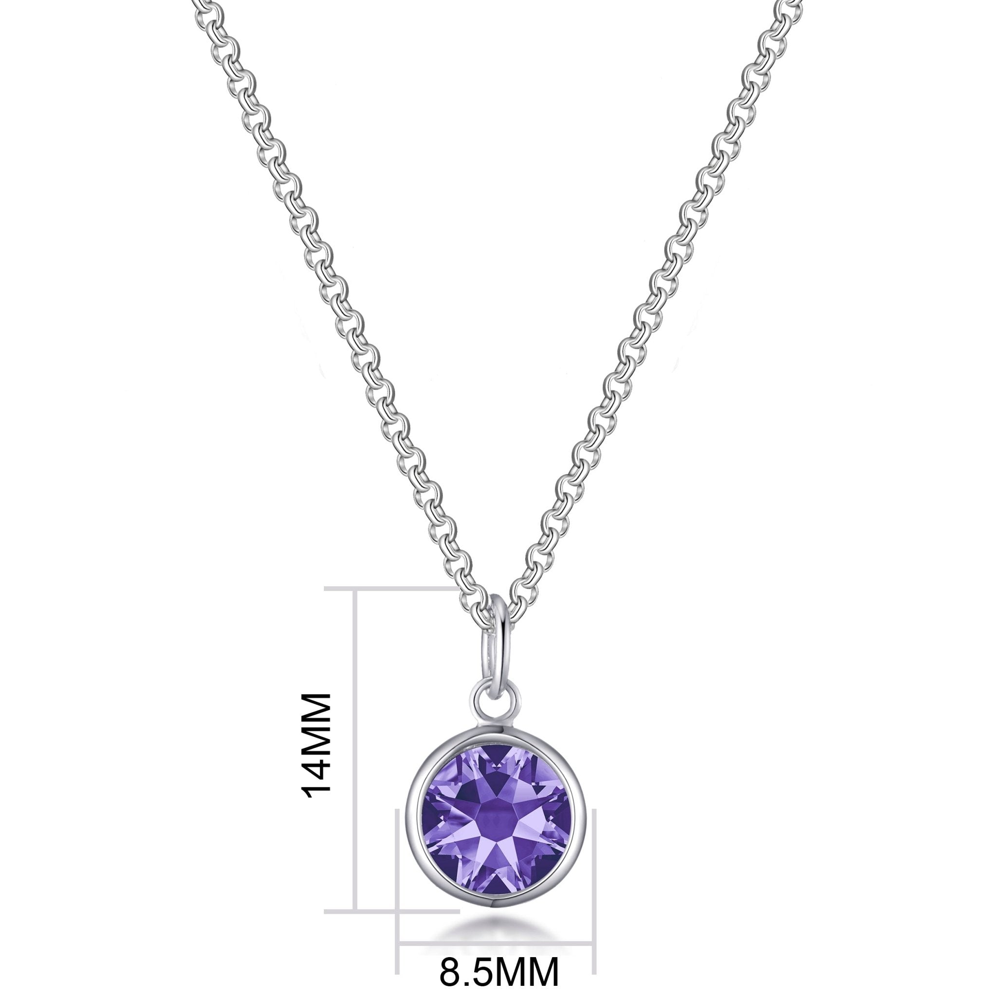 February (Amethyst) Birthstone Necklace with Initial Charm (A to Z) Created with Zircondia® Crystals - Philip Jones Jewellery