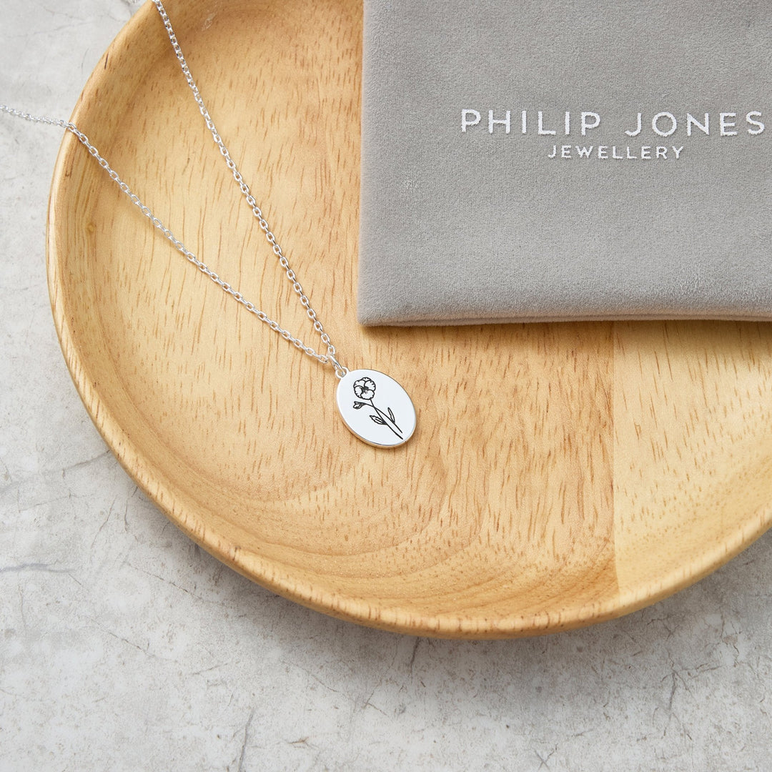 February Birth Flower Violet Necklace - Philip Jones Jewellery