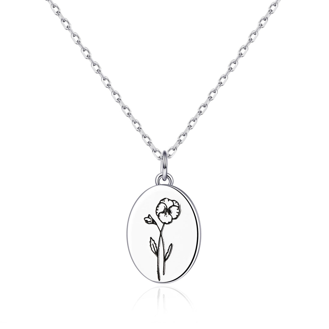 February Birth Flower Violet Necklace with Card - Philip Jones Jewellery