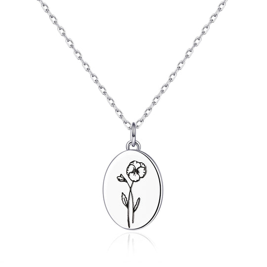 February Birth Flower Violet Necklace with Card - Philip Jones Jewellery