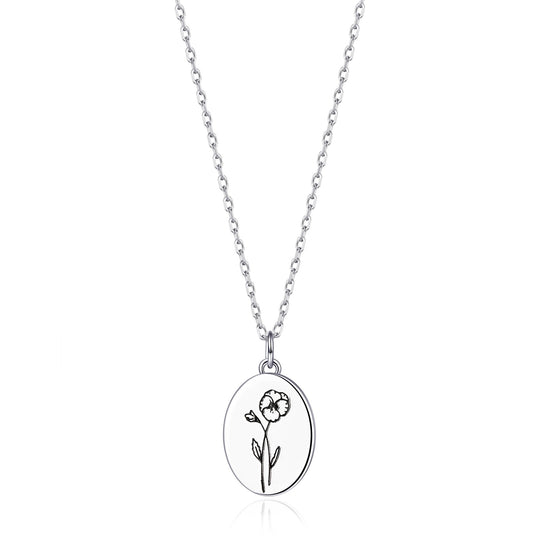 February Birth Flower Violet Necklace with Card - Philip Jones Jewellery