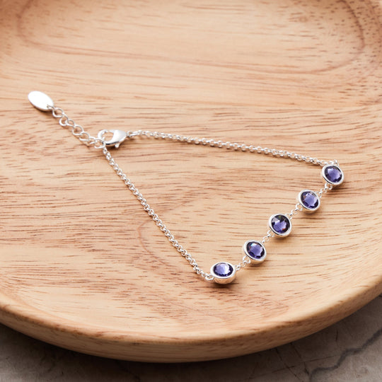 February Birthstone Bracelet Created with Amethyst Zircondia® Crystals - Philip Jones Jewellery