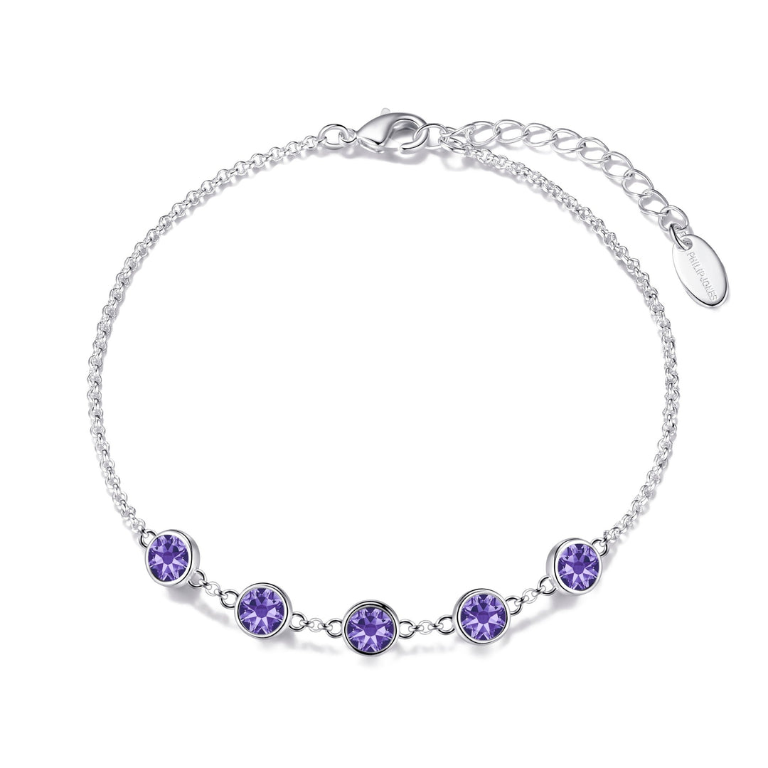 February Birthstone Bracelet Created with Amethyst Zircondia® Crystals - Philip Jones Jewellery