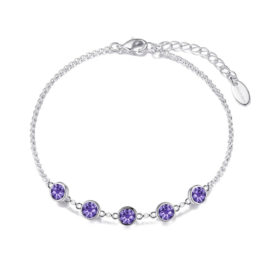 February Birthstone Bracelet Created with Amethyst Zircondia® Crystals - Philip Jones Jewellery
