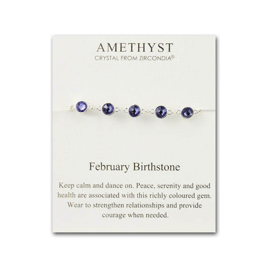 February Birthstone Bracelet Created with Amethyst Zircondia® Crystals - Philip Jones Jewellery