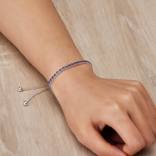 February Birthstone Friendship Bracelet with Amethyst Zircondia® Crystals - Philip Jones Jewellery