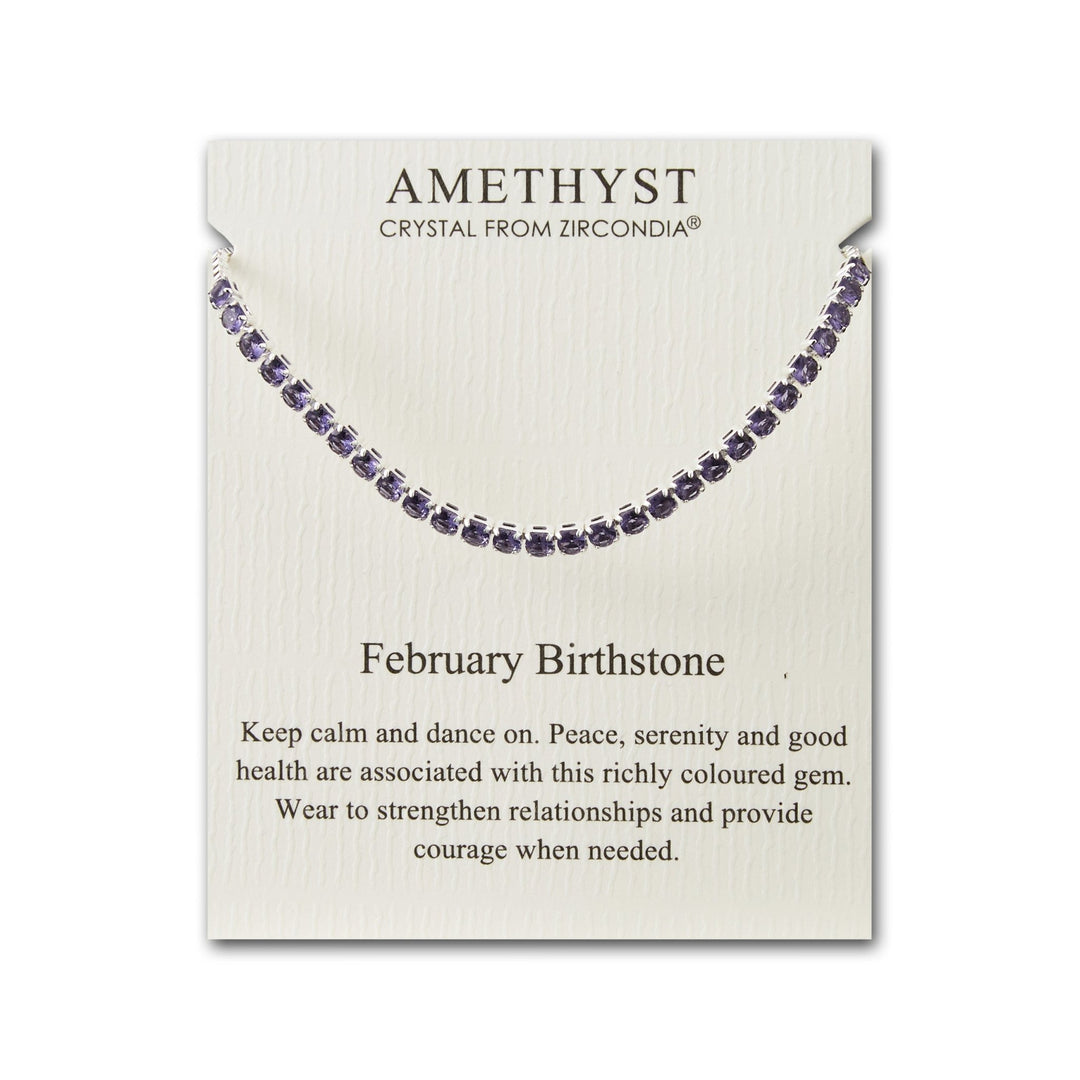 February Birthstone Friendship Bracelet with Amethyst Zircondia® Crystals - Philip Jones Jewellery