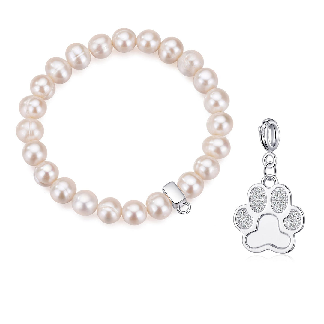 Freshwater Baroque Pearl Stretch Bracelet with Charm Created with Zircondia® Crystals - Philip Jones Jewellery