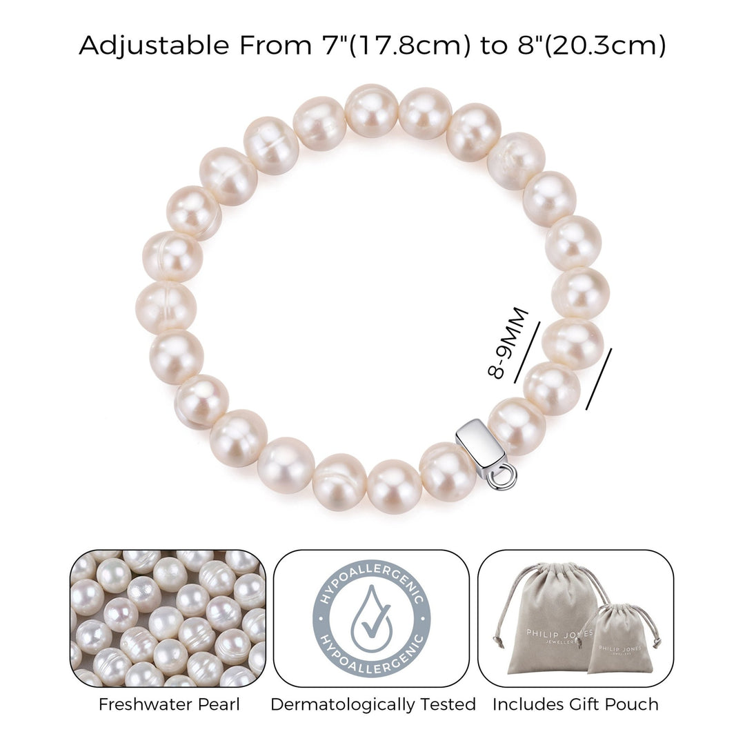 Freshwater Baroque Pearl Stretch Bracelet with Charm Created with Zircondia® Crystals - Philip Jones Jewellery