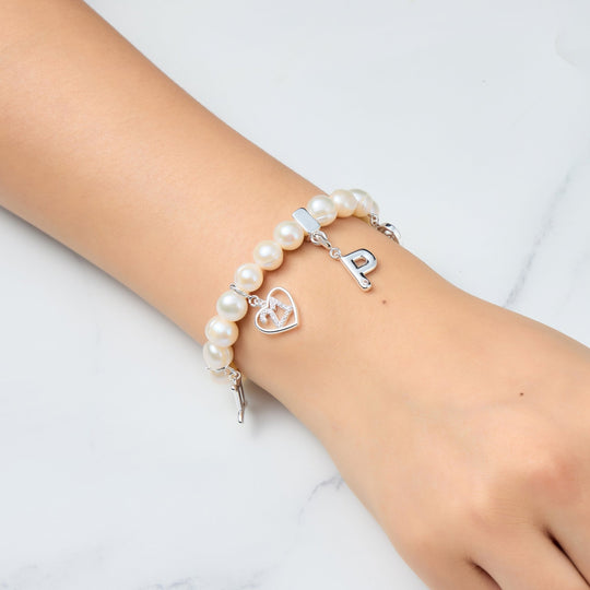 Freshwater Baroque Pearl Stretch Bracelet with Option of Charms - Philip Jones Jewellery