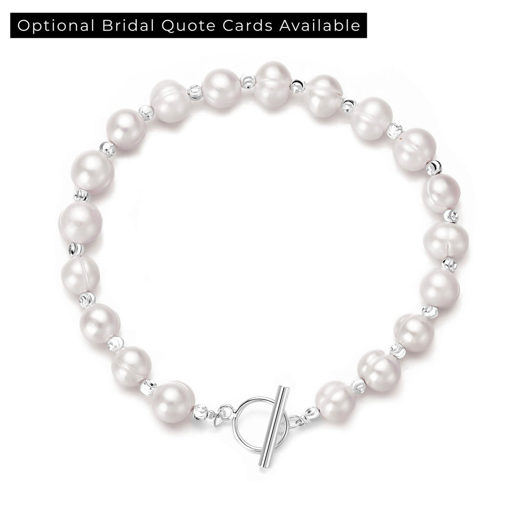 Freshwater Baroque Pearl T - Bar Bridal Bracelet - Philip Jones Jewellery