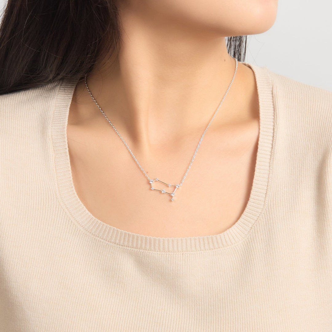 Gemini Star Sign Zodiac Constellation Necklace with Zircondia® Crystals - Philip Jones Jewellery