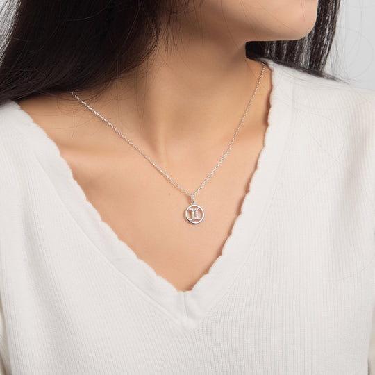 Gemini Star Sign Zodiac Necklace with Zircondia® Crystals - Philip Jones Jewellery