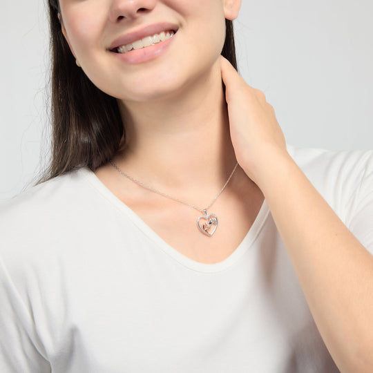 Girl and Horse Heart Necklace Created with Zircondia® Crystals