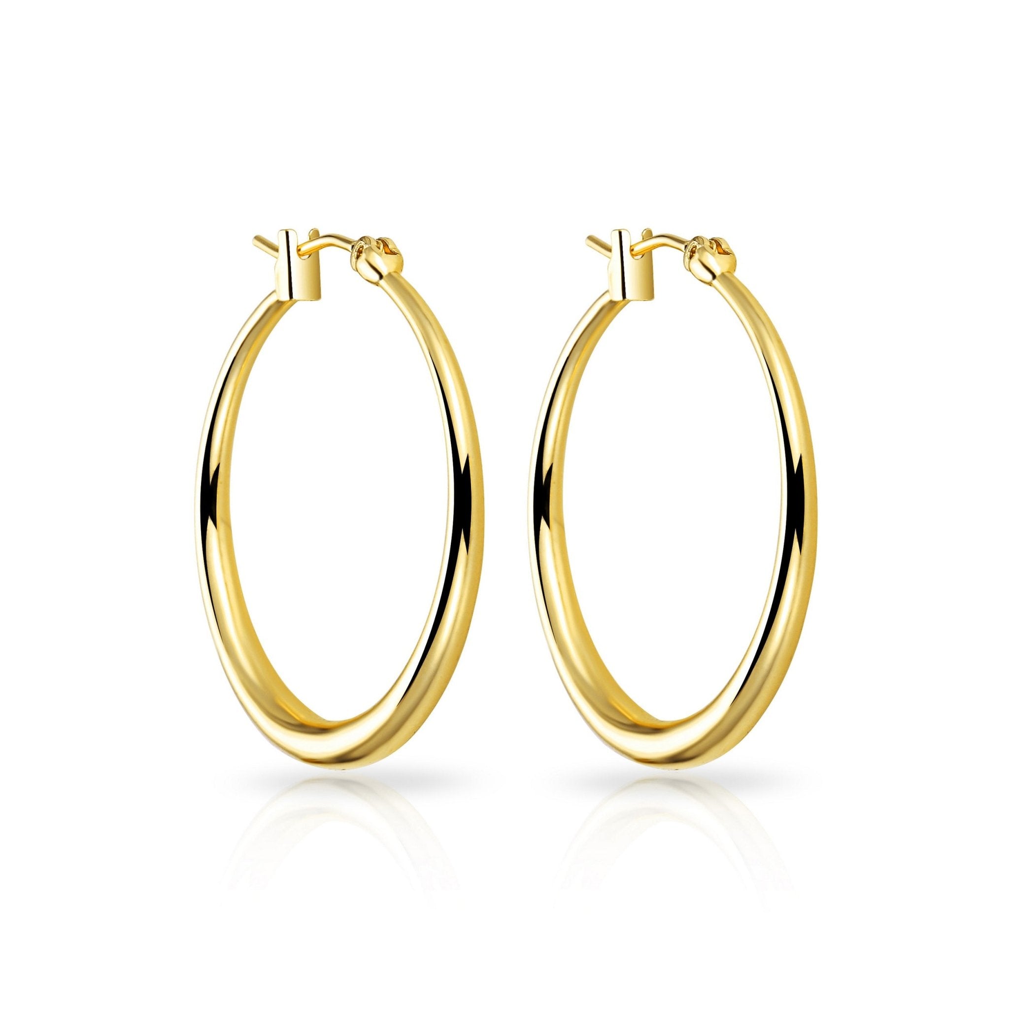 Gold Plated 30mm Hoop Earrings - Philip Jones Jewellery