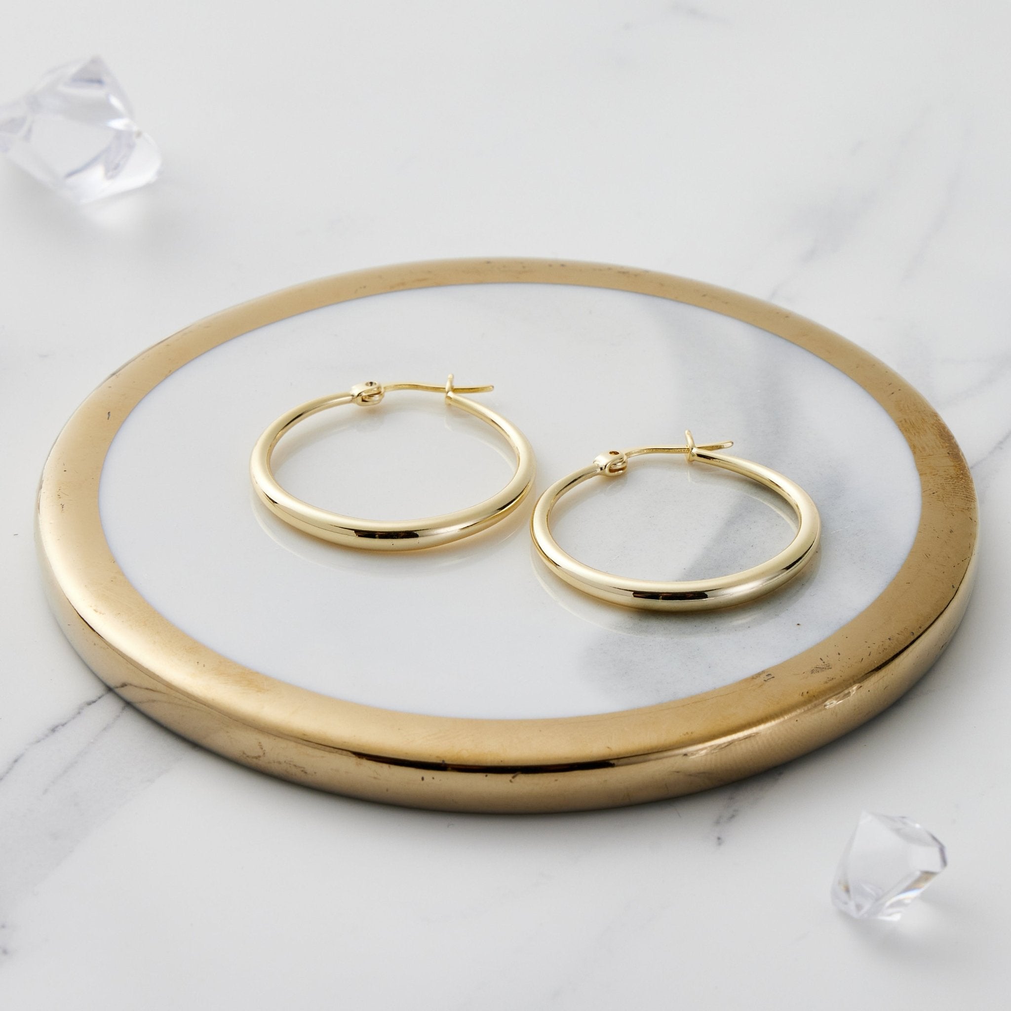 Gold Plated 30mm Hoop Earrings - Philip Jones Jewellery