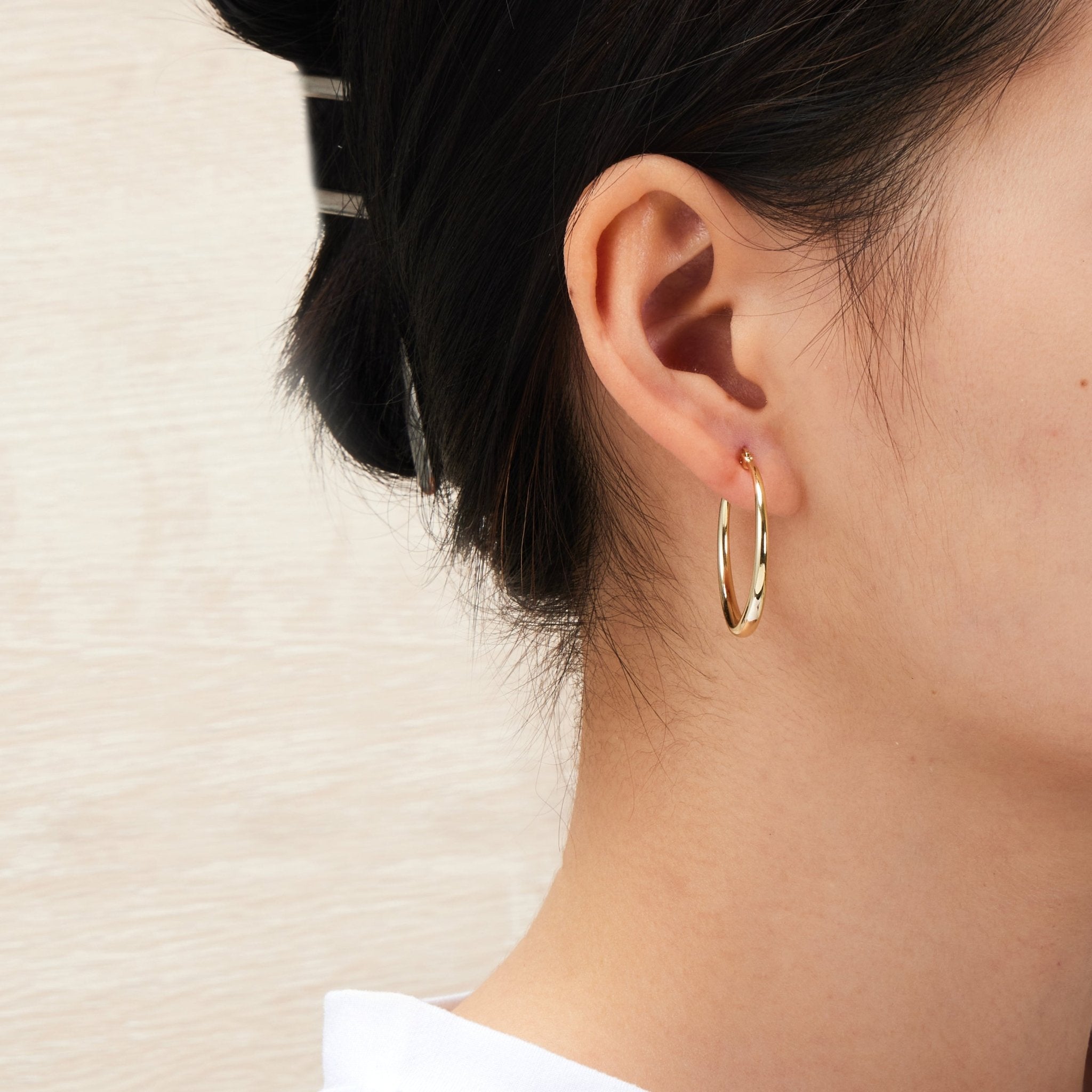 Gold Plated 30mm Hoop Earrings - Philip Jones Jewellery