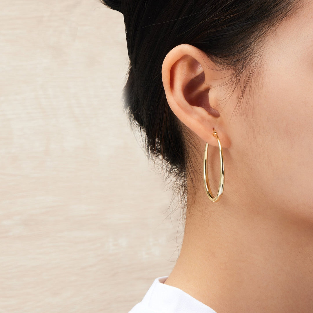 Gold Plated 40mm Hoop Earrings - Philip Jones Jewellery