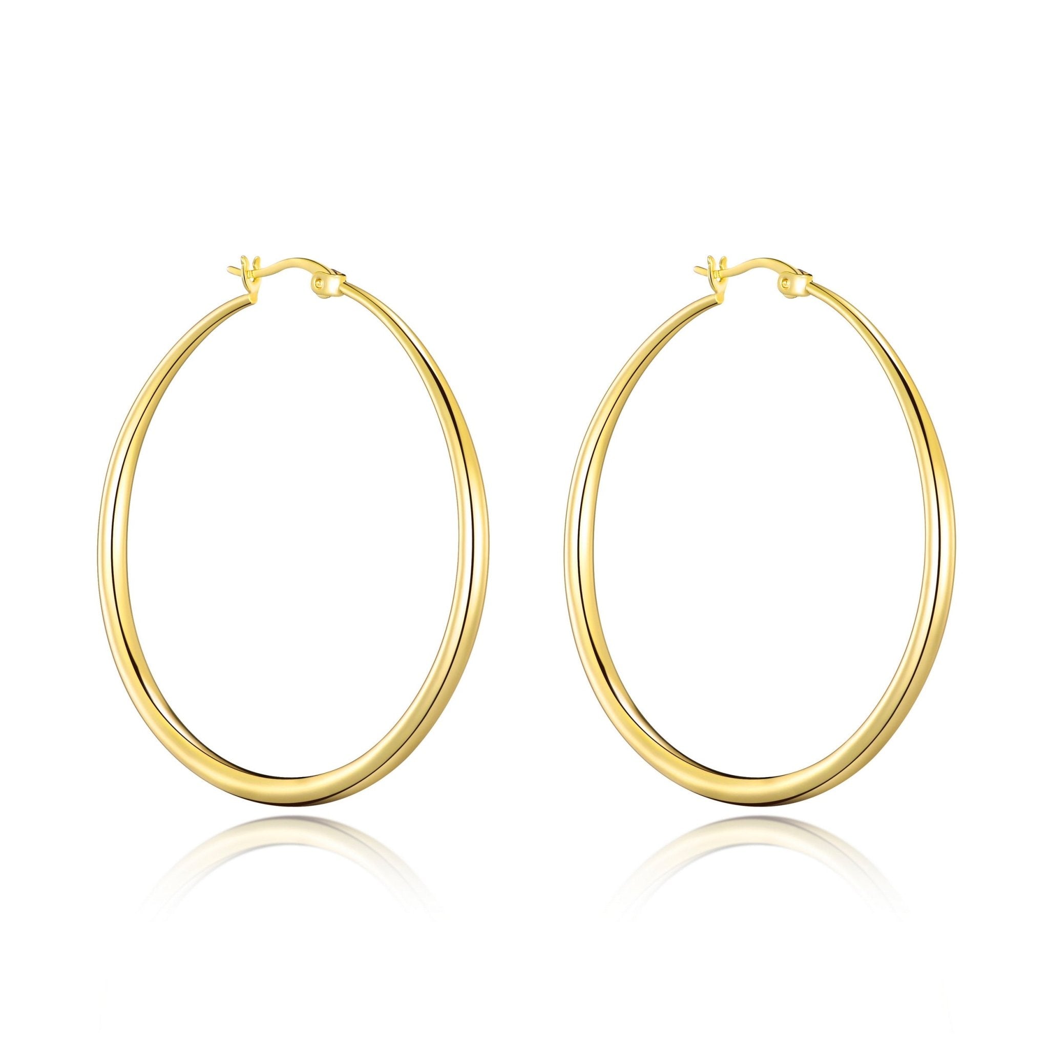 Gold Plated 50mm Hoop Earrings - Philip Jones Jewellery