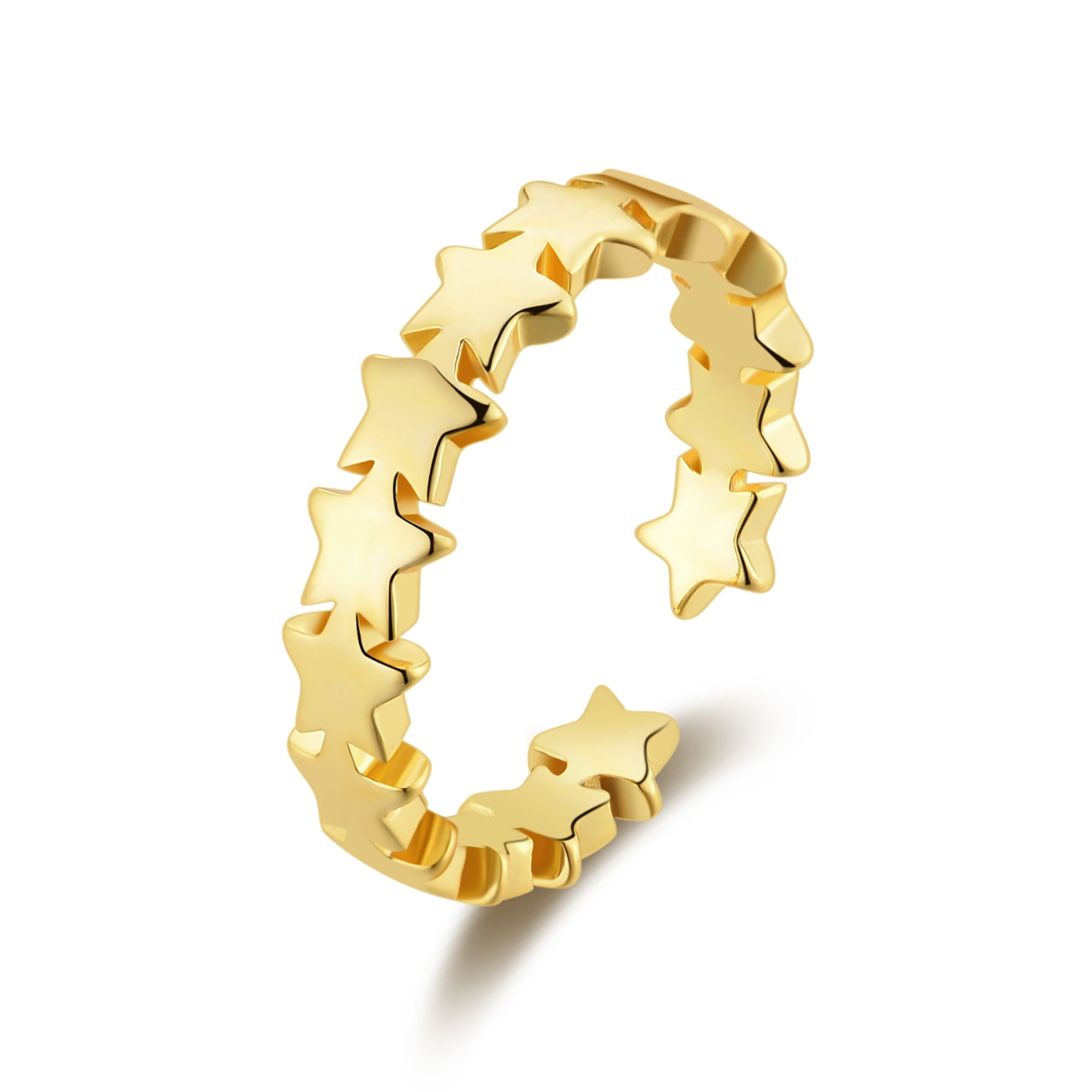 Gold Plated Adjustable Star Band Ring - Philip Jones Jewellery