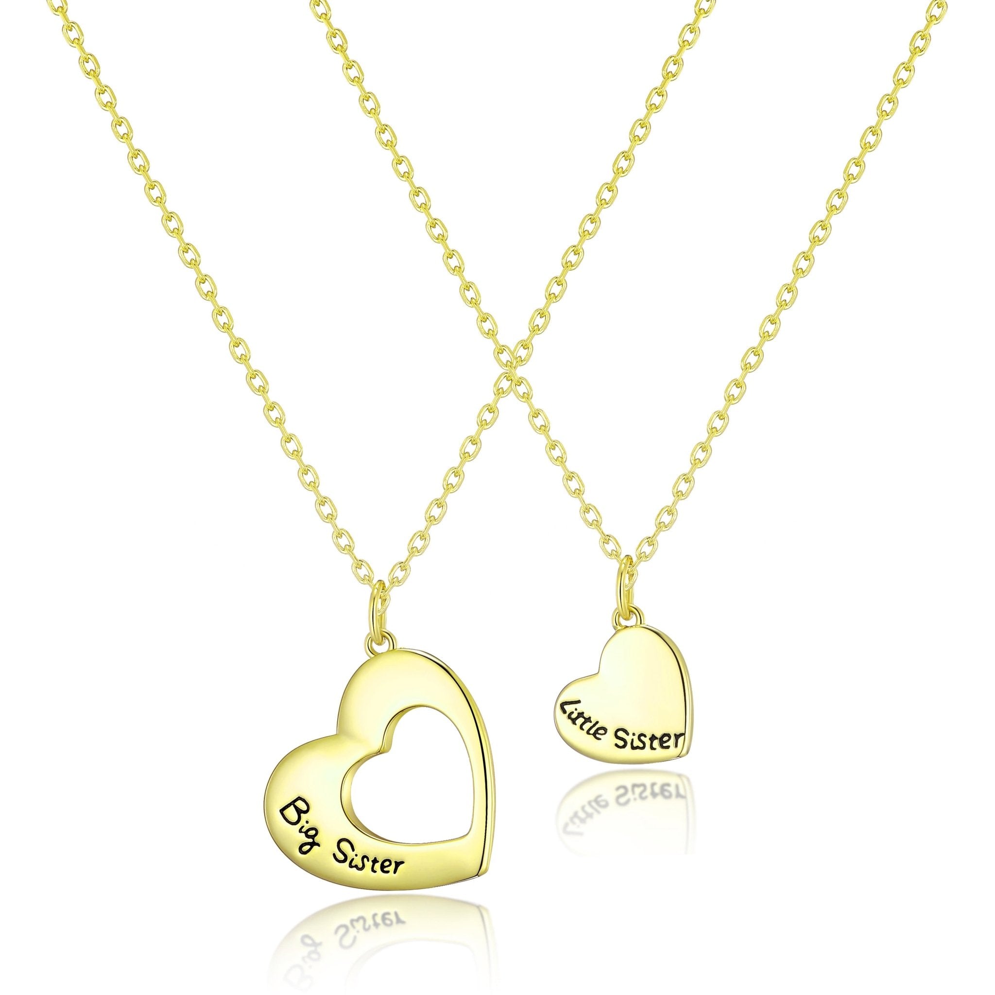 Gold Plated Big Sister and Little Sister Necklace Set - Philip Jones Jewellery