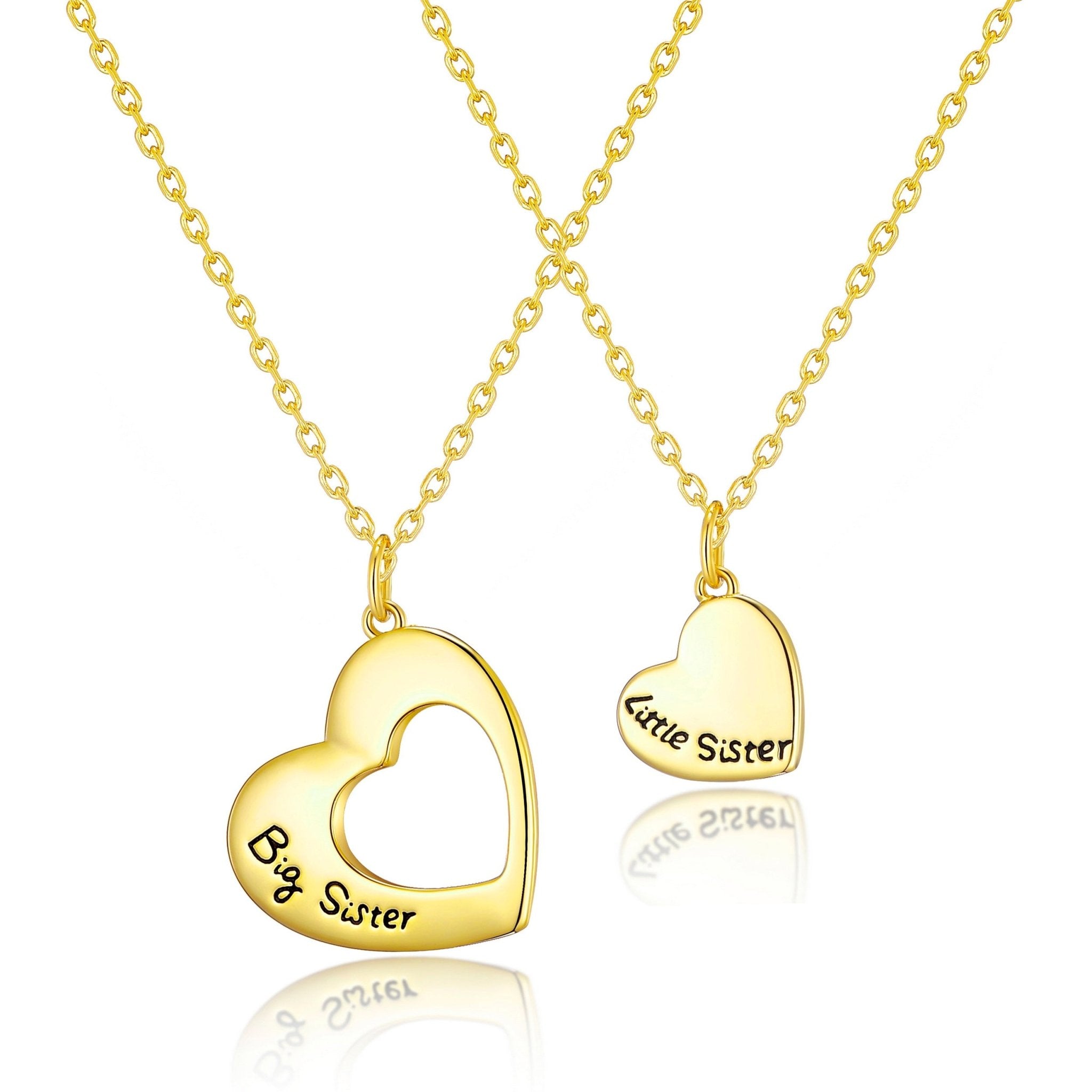 Gold Plated Big Sister and Little Sister Necklace Set - Philip Jones Jewellery