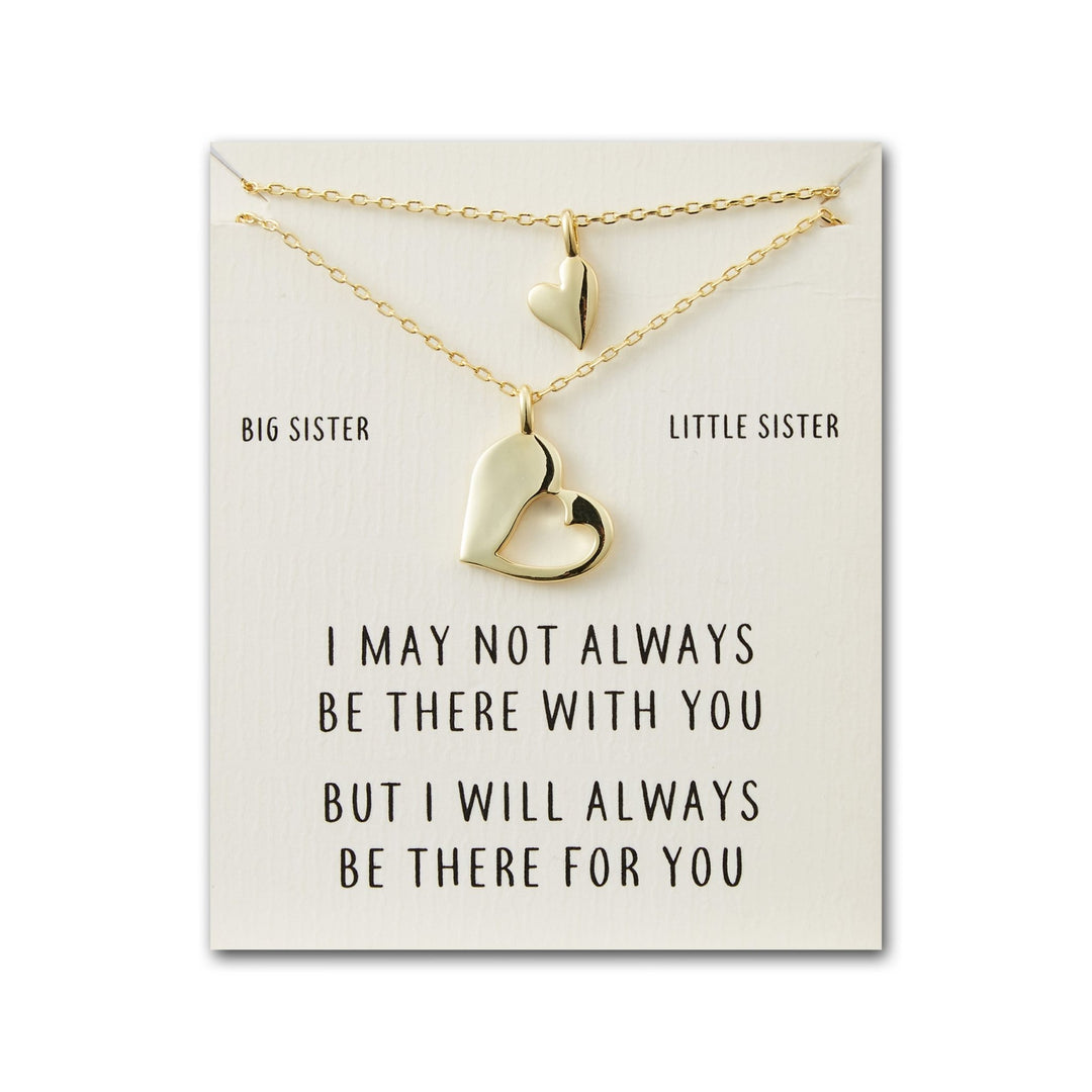 Gold Plated Big Sister Little Sister Piece of My Heart Necklace Set - Philip Jones Jewellery