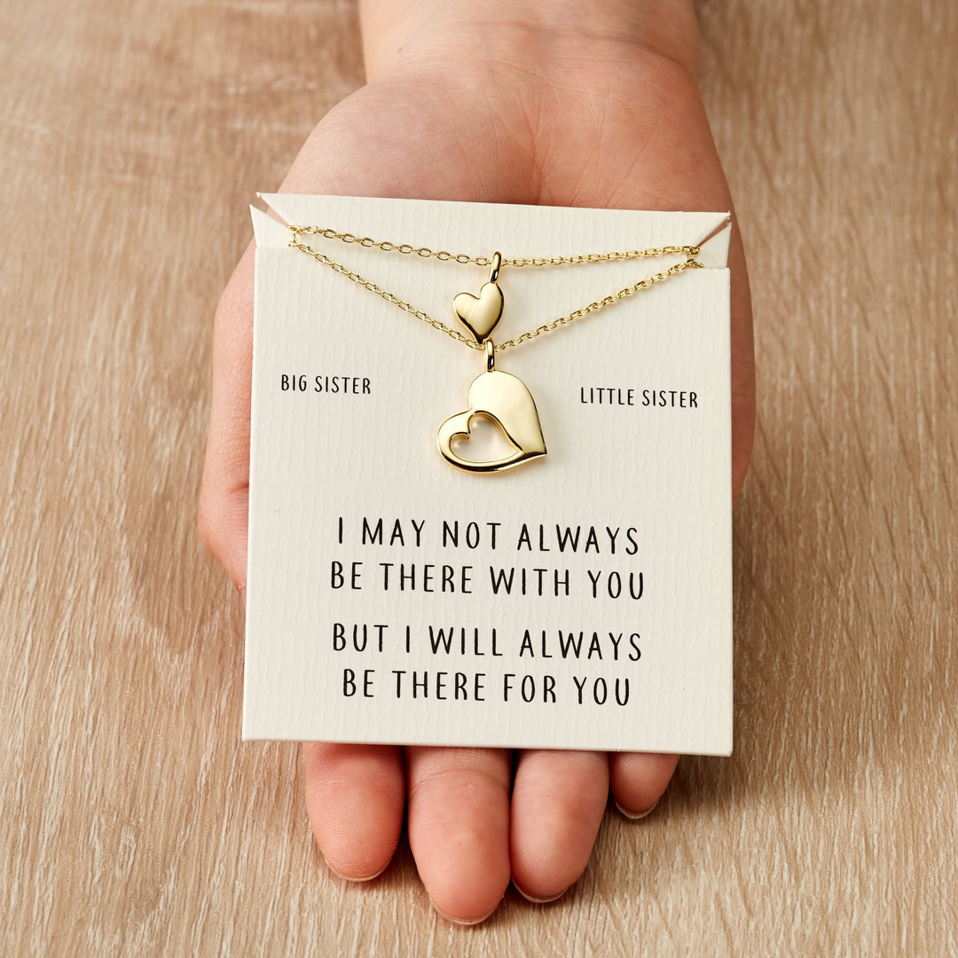 Gold Plated Big Sister Little Sister Piece of My Heart Necklace Set - Philip Jones Jewellery