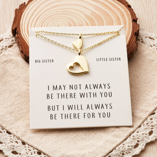 Gold Plated Big Sister Little Sister Piece of My Heart Necklace Set - Philip Jones Jewellery