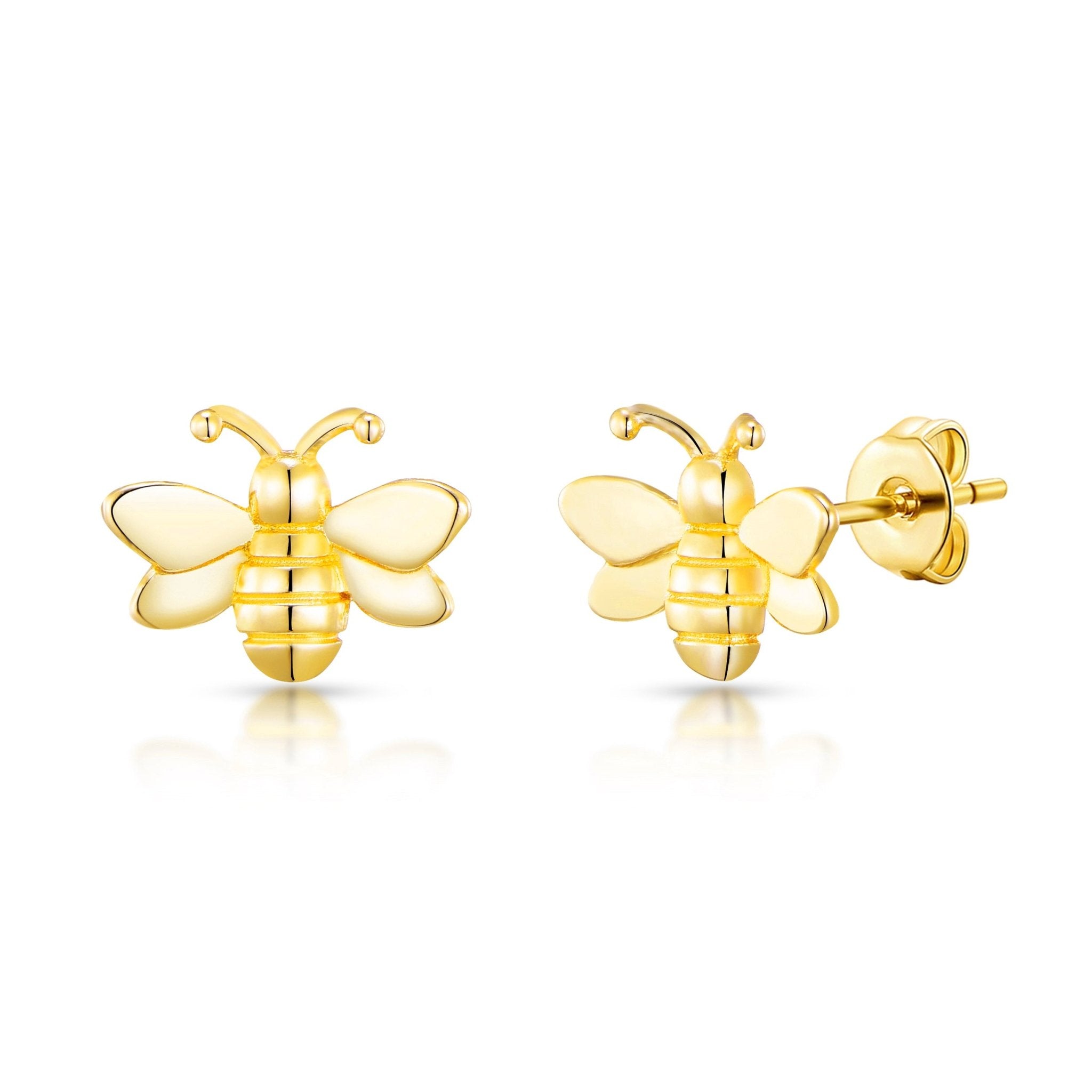 Gold Plated Bumble Bee Earrings - Philip Jones Jewellery