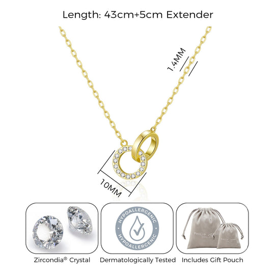 Gold Plated Circle Link Necklace Created with Zircondia® Crystals - Philip Jones Jewellery