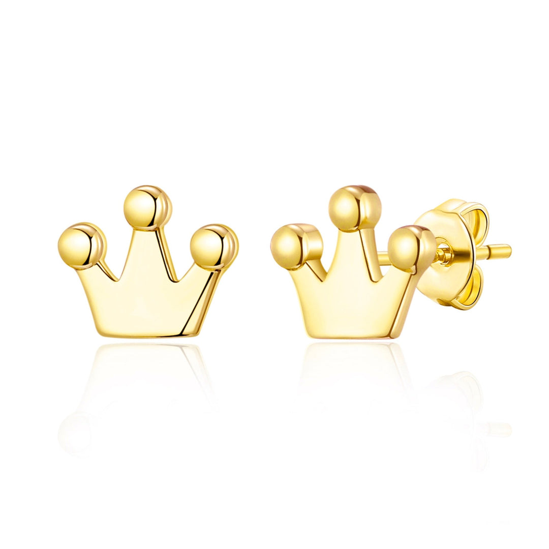 Gold Plated Crown Stud Earrings - Philip Jones Jewellery