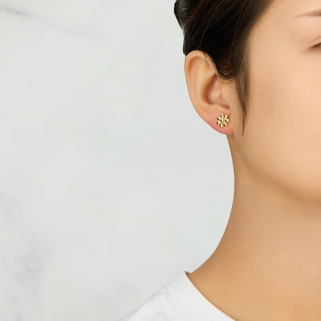 Gold Plated Daisy Earrings - Philip Jones Jewellery
