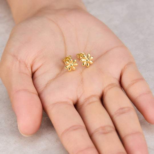 Gold Plated Daisy Earrings - Philip Jones Jewellery