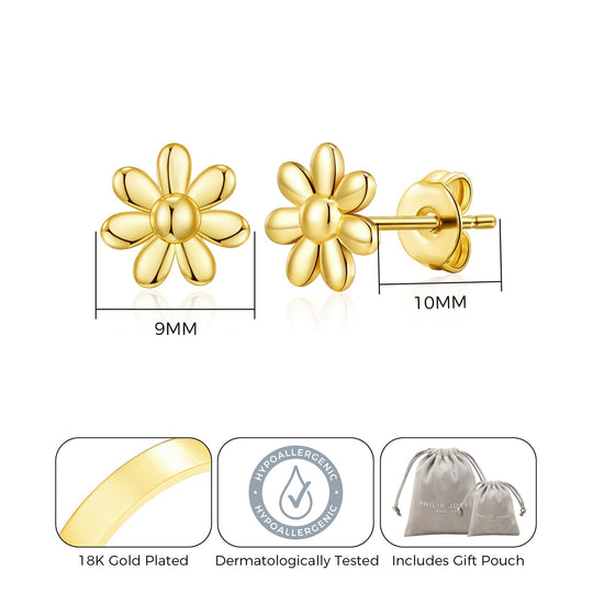 Gold Plated Daisy Earrings - Philip Jones Jewellery