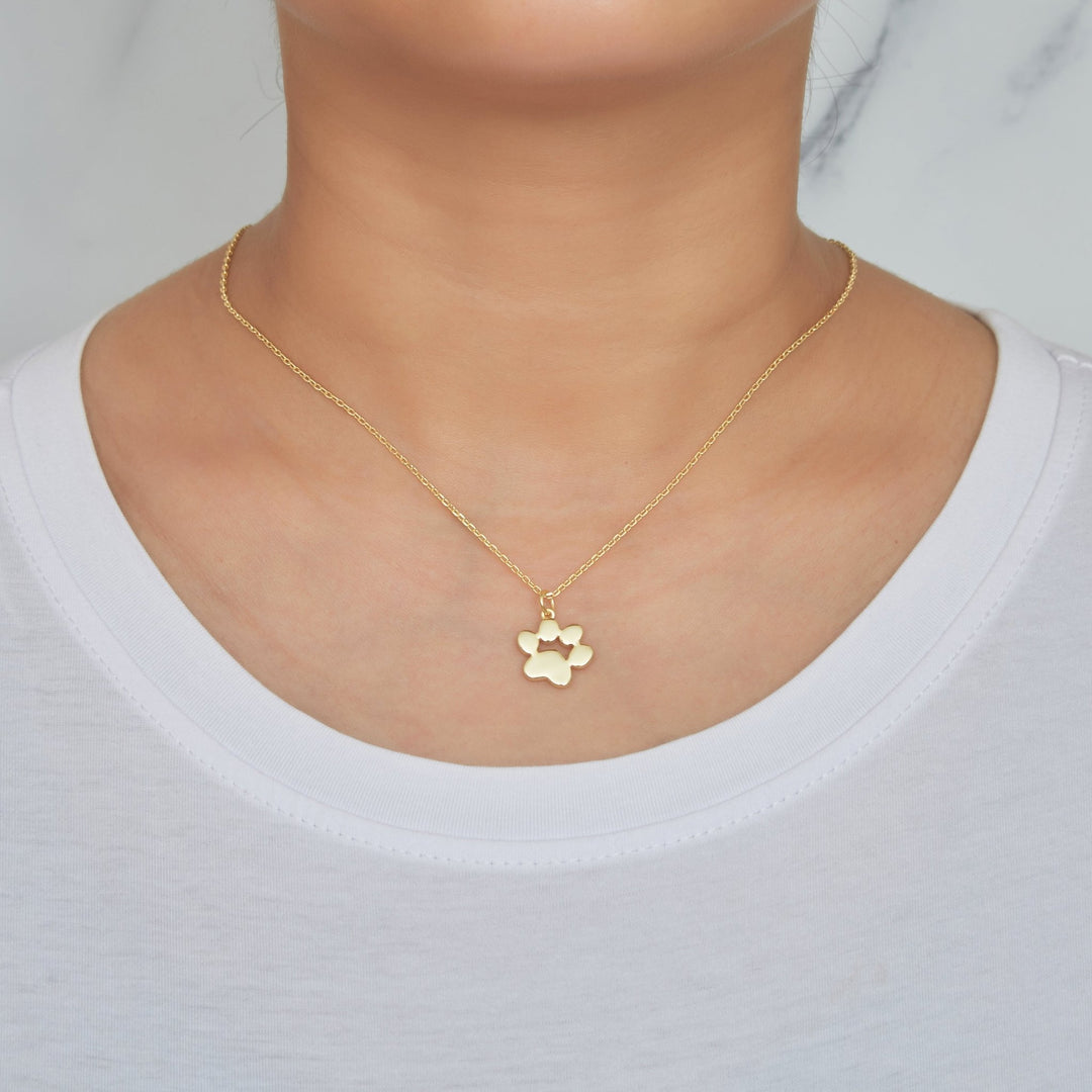 Gold Plated Dog Paw Necklace - Philip Jones Jewellery