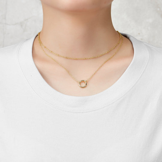 Gold Plated Double Layered Circle Necklace - Philip Jones Jewellery